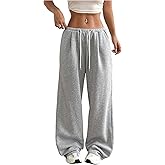 RoseSeek Women's Wide Leg Sweatpants Drawstring Waist Thermal Athletic Pants Casual Trousers with Pockets