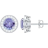 Genuine 2 Carat Tanzanite Diamond Earrings in Silver, Aaa Quality, Tanzanite Bridal Stud Earrings - Gift For Women