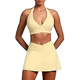 OZICERD Two Piece Tennis Skirt Sets for Women 2 Piece Mini Skirt Set Pickleball Outfit Golf Skort Going Out Athletic Skirt