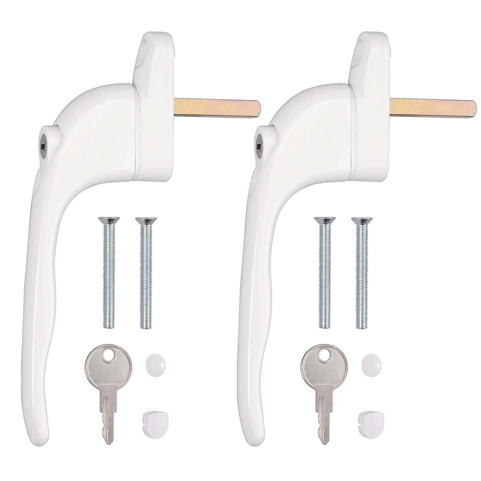 Neoteck 2Pcs Window Handle Universal Espag Key Locking Lockable Double Glazing UPVC Window Handle - 40mm Spindle Length — image 1