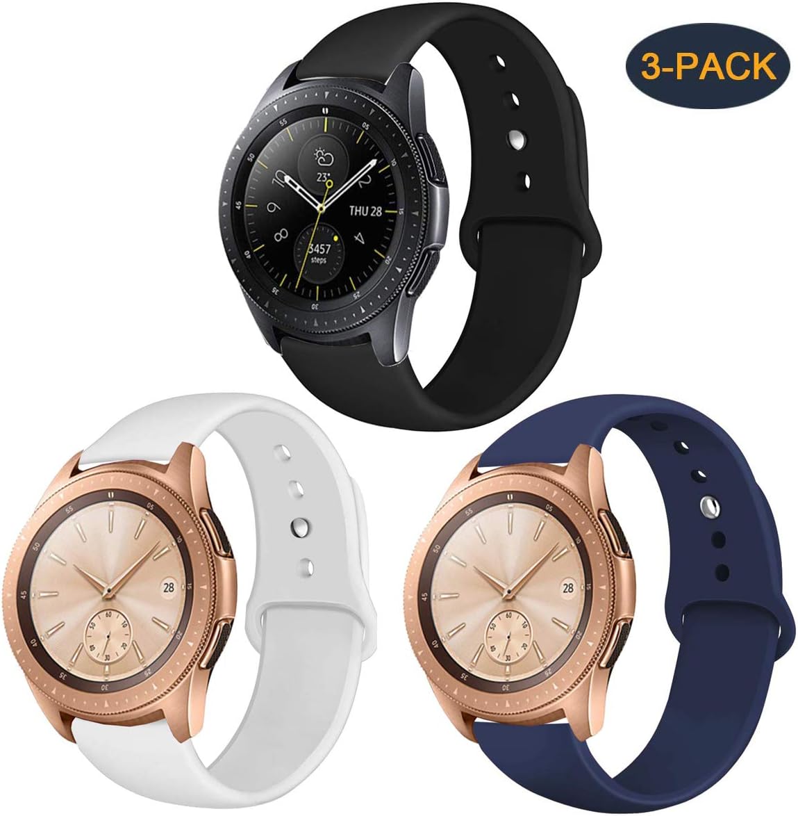 Band Compatible With Galaxy Watch Active Bands Galaxy Watch 42mm Bands Galaxy Active2 44mm 40mm Bands 20mm Soft Silicone Replacement Band Strap Compatible With Samsung Galaxy Watch 42mm Black White Midnight Blue Small Amazon Ca Cell Phones