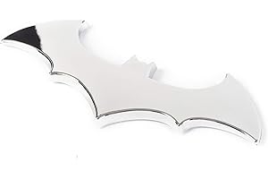 EliteAuto3K Chrome Bat Car Emblem Badge - 4"" x 2"" - Easy Peel-and-Stick Application, Universal Fit for All Vehicles or Flat Surfaces, Small