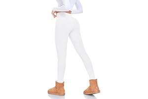 Fleece Lined Leggings Women High Waisted- Thermal Bottoms Winter Workout Leggings for Women Warm Yoga Pants(White,Large-X-Lar