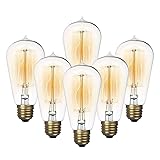 Jslinter 6-Pack Edison Light Bulb, Warm White 2200K