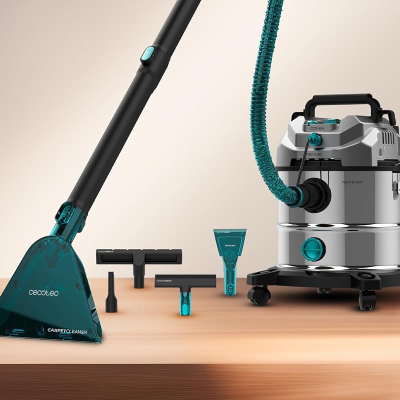 Aspirapolvere Solidi, Liquidi, Tappezzerie e Tappeti con Cavo Conga CarpetClean 20000 Pro Ultra. 1600W, 21kPa di Potenza, Funzione 2 in 1, Capacità 20L, Kit Accessori, Raggio d'Azione 7m
