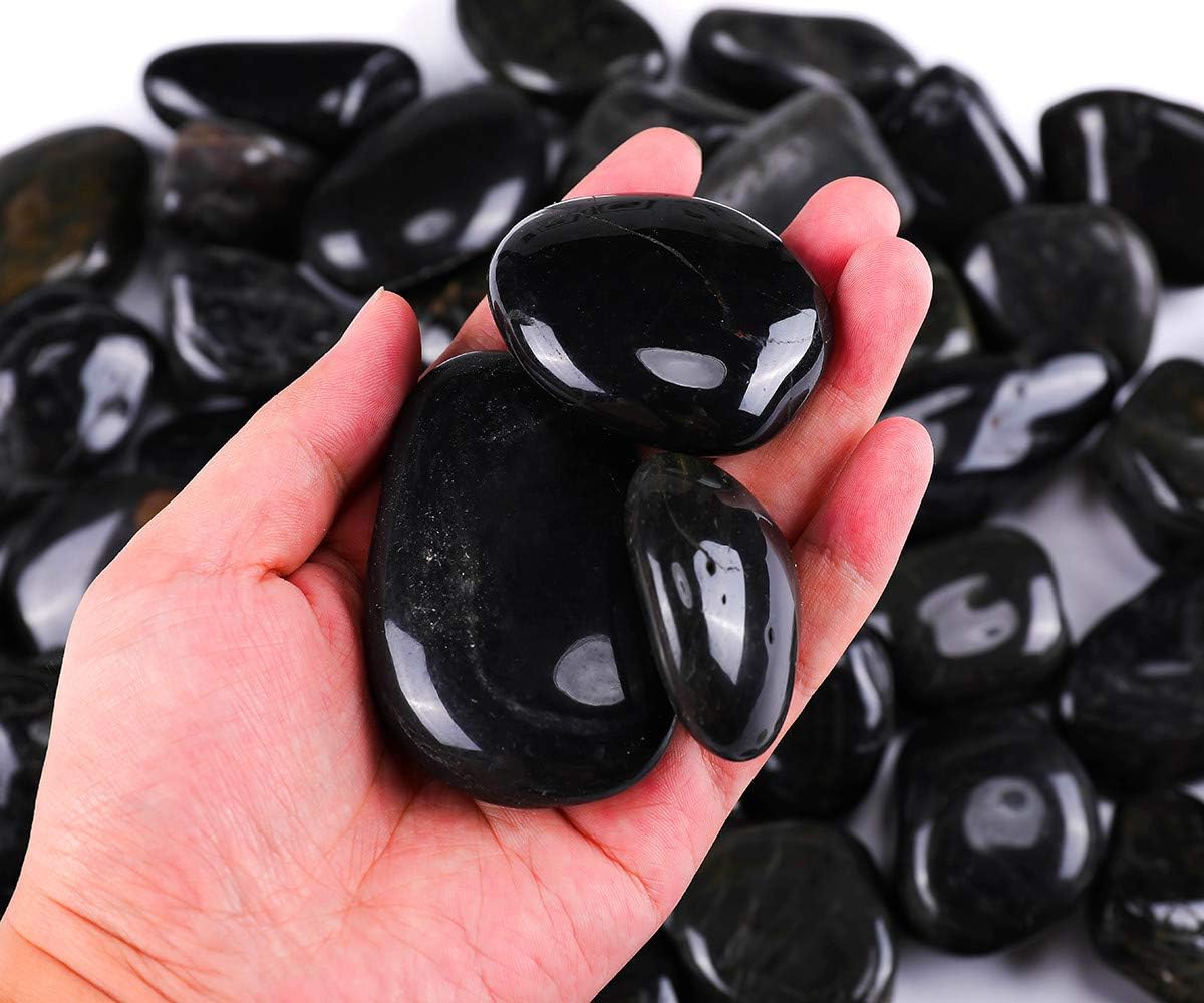 ROCKIMPACT 11 lb Highly Polished Decorative Garden Pebbles, Outdoor Landscaping Rocks 1-1/2" - 2-1/2" (Jet Black): Home & Kitchen