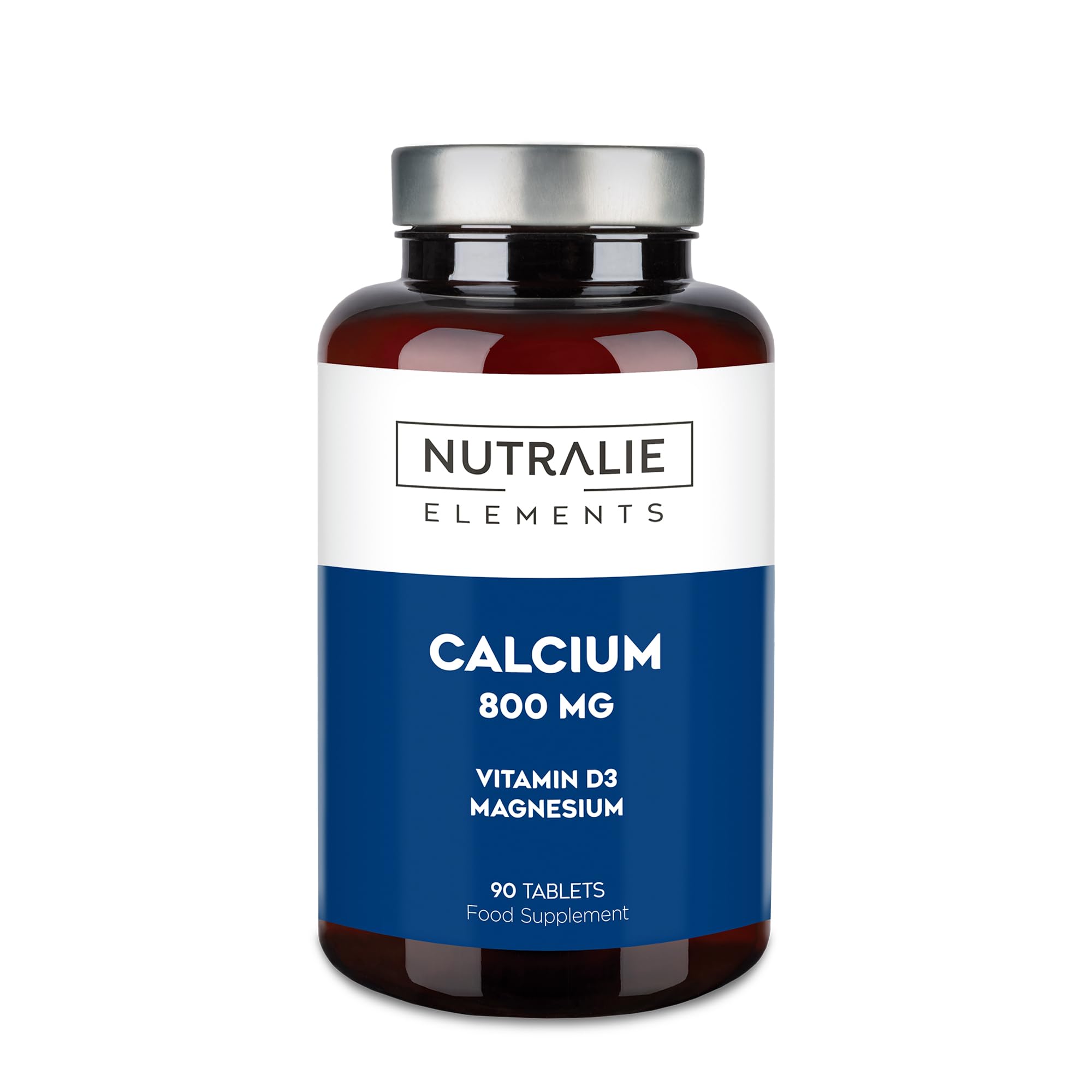 Calcium Magnesium Vitamin D - 800mg Calcium Carbonate - CalciumSupplement with Magnesium and Cholecalciferol - 90 Vegan Tablets Nutralie