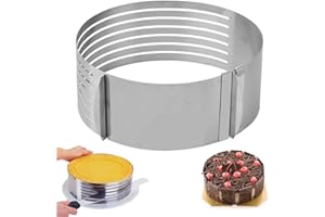 Gutsdoor Cake Leveler Slicer Stainless Steel Adjustable 7- Layer Round Cake Cutter Slicer Kit 6-8 Inch Slicing-Silver Tool