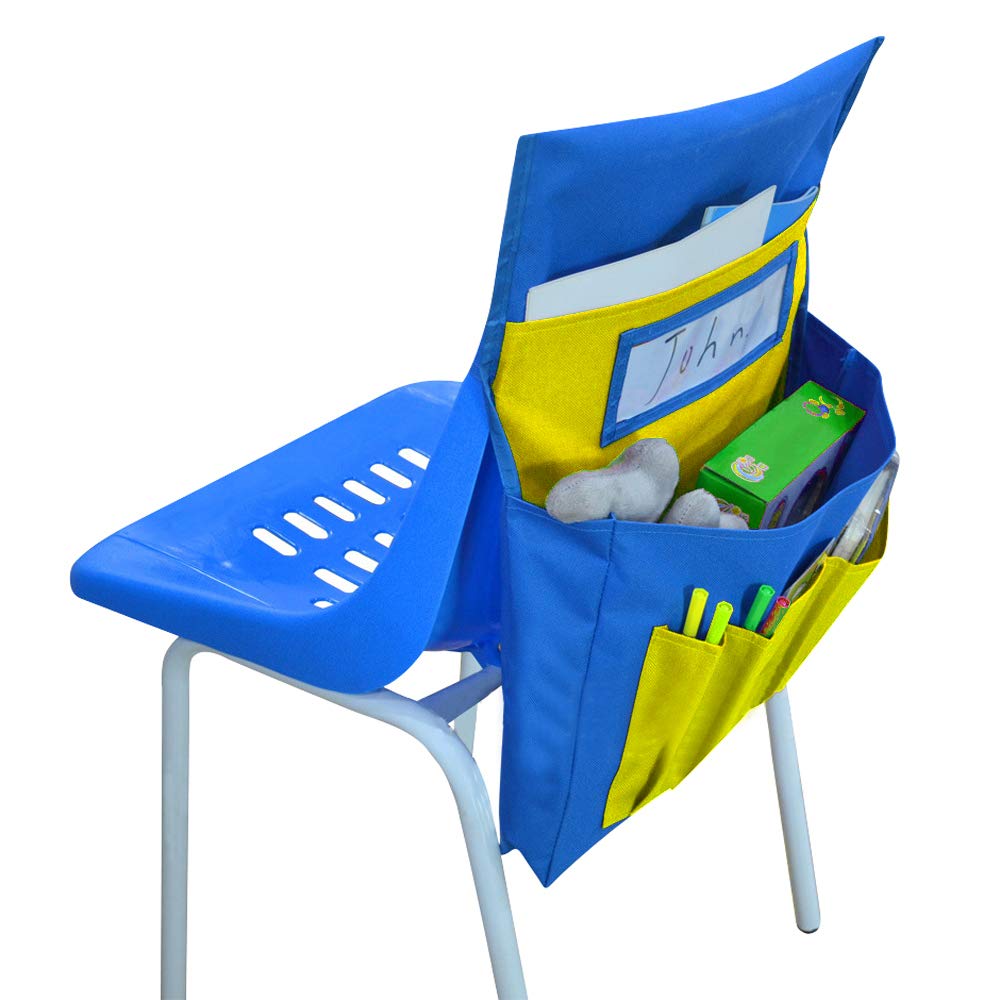 LONTG Chair Pocket For Classroom Student School Chair Organiser Pockets Chair Back Storage Bag Hanging Bag Seat Seat Companion with Name Tag Slot For Dorm Training Room Home Kindergarten Nursery