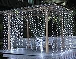 Curtain Lights, SurLight 9.8ft*9.8ft 304LEDs Window Icicle Lights with 8 Lighting Modes, Linkable Design, Christmas LED String Fairy Wedding Light for Valentine's Day Holiday Wedding Xmas, Cool White