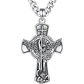 INFUSEU 925 Sterling Silver Religious Protection Medal for Men Women Meaningful Christian Catholic Jewelry
