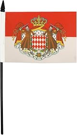 AZ FLAG Monaco Coat of Arms Table Flag 5x8 in 21x14 cm with Pole & Base view 2