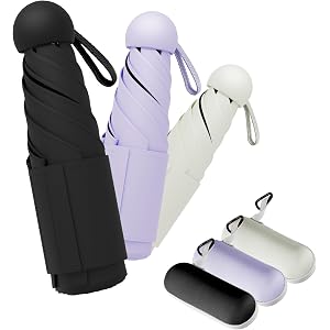 LILAC Travel Size Mini Umbrella with UPF 50+ UV Rain Protection, Compact Small & Lightweight Pocket-Sized Folding Umbrellas w