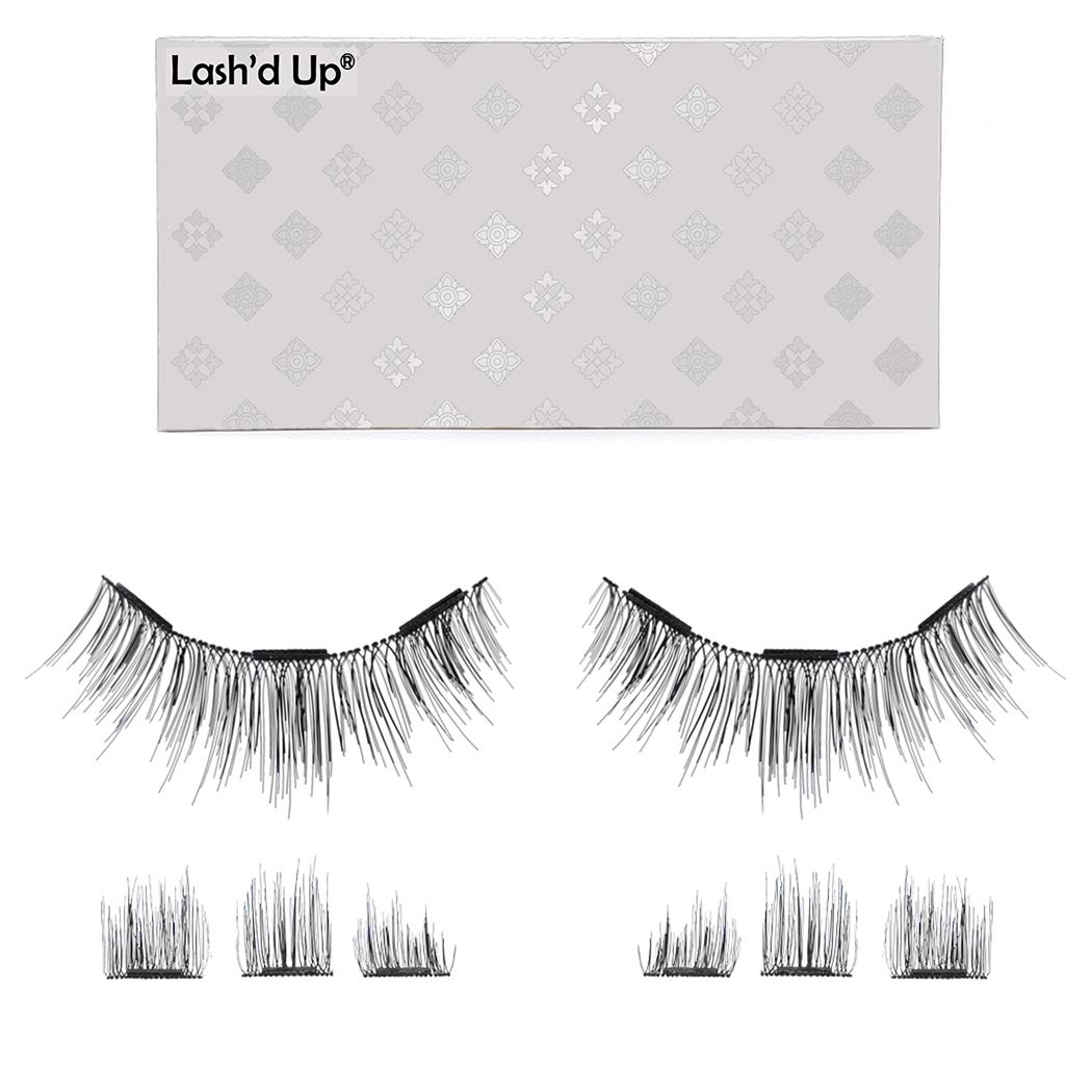 Lash’d Up ® Magnetic Eyelashes [No Eyeliner Needed] Natural Look 3 Magnets Reusable | Works without Magnetic Eyeliner - Instructions Included (Natural Lengthening)