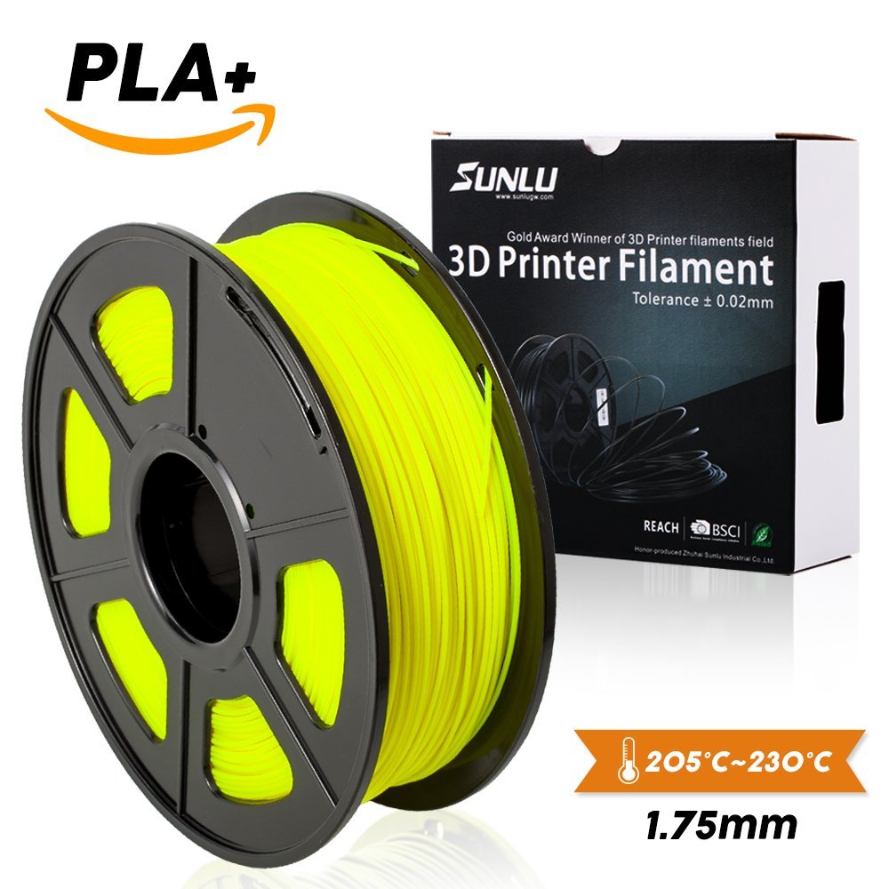SUNLU 3D Printer Filament,PLA Plus Filament 1.75 mm Yellow 1kg Spool