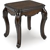 Signature Design by Ashley Maylee Classic End Table with Cabriole Legs, Dark Brown
