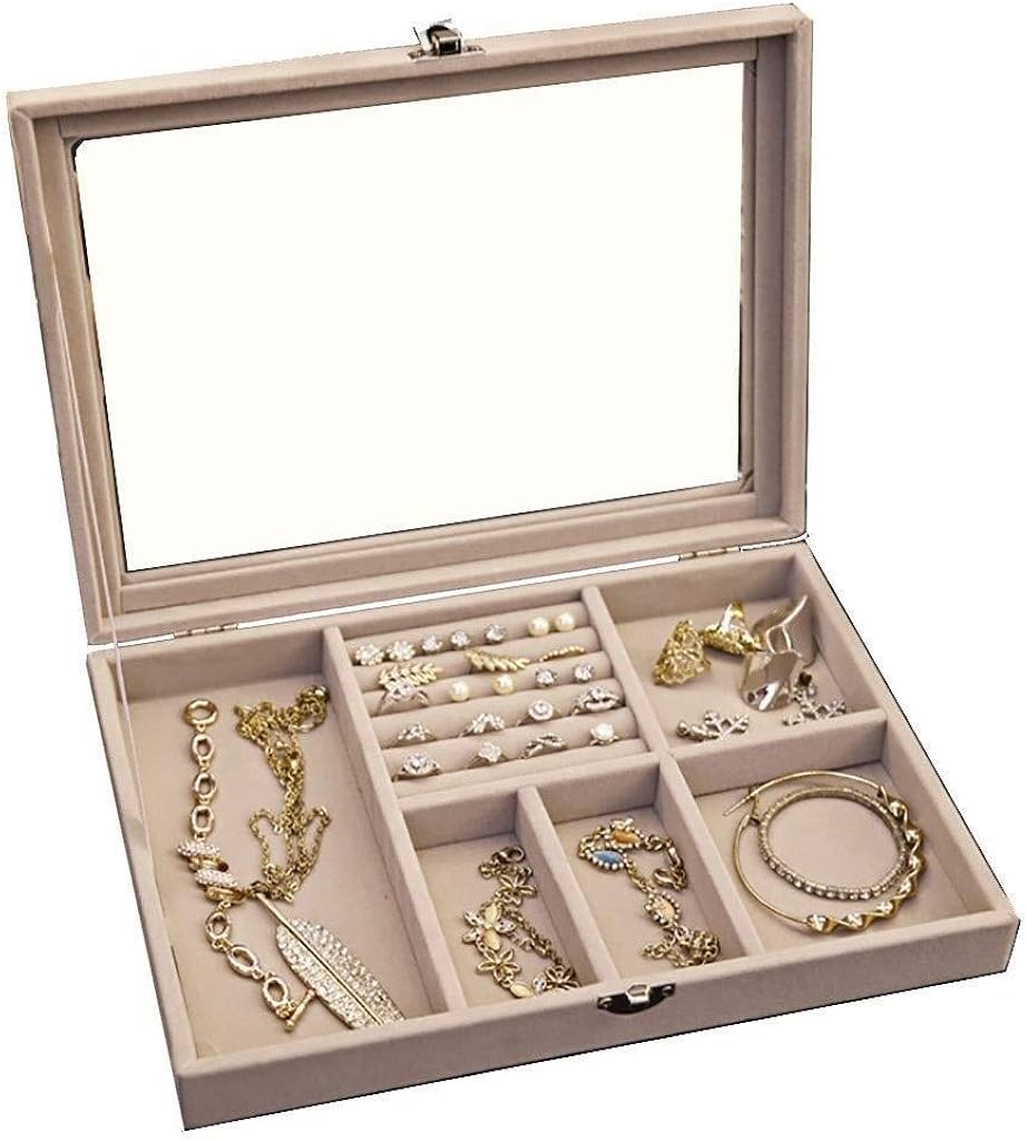 Jewelry Box Transparent Drawer Jewelry Flannel Storage Storage Box