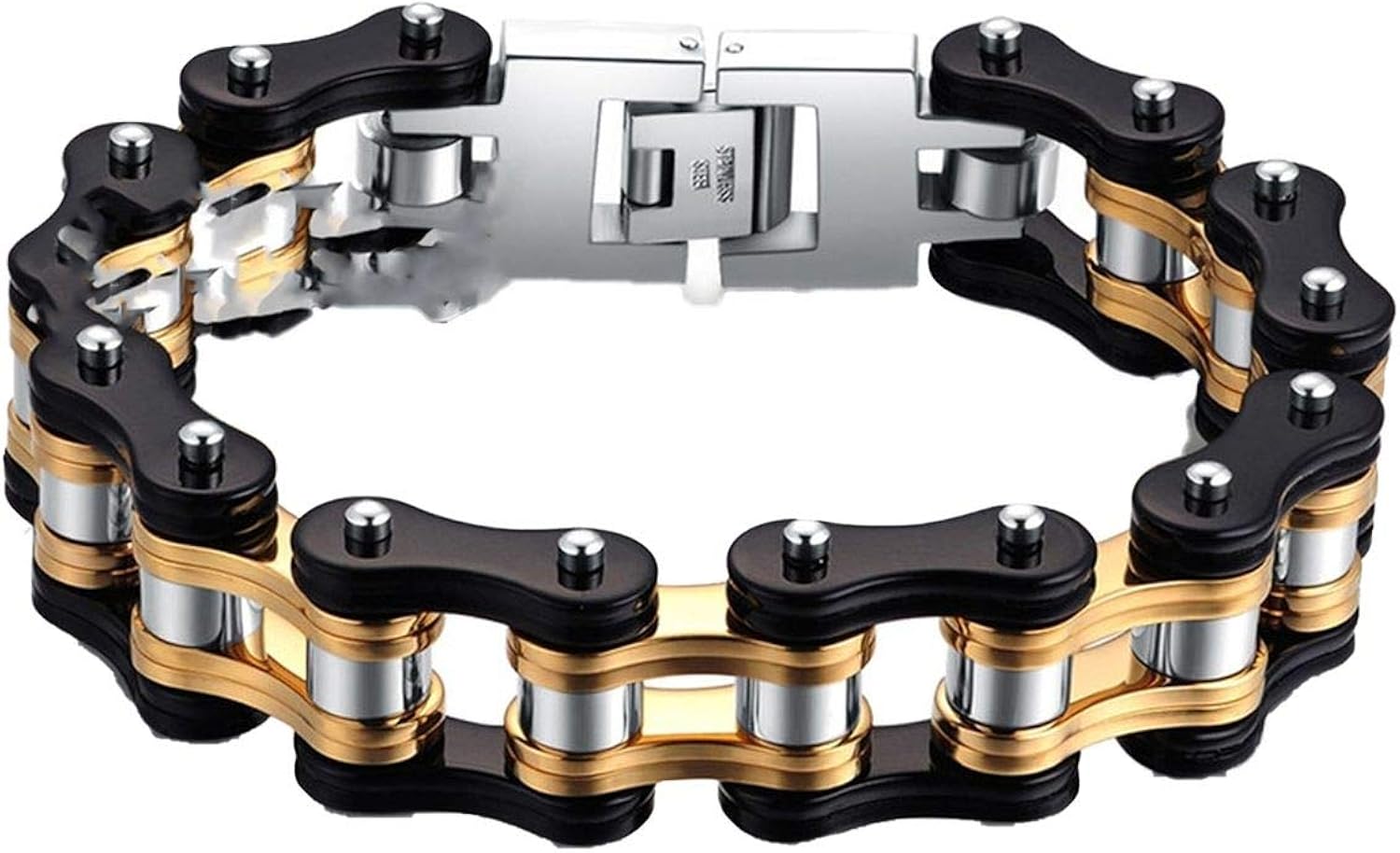 Fashion Mens Motorcycle Chain Bracelets 16mm Wide Genuine Stainless