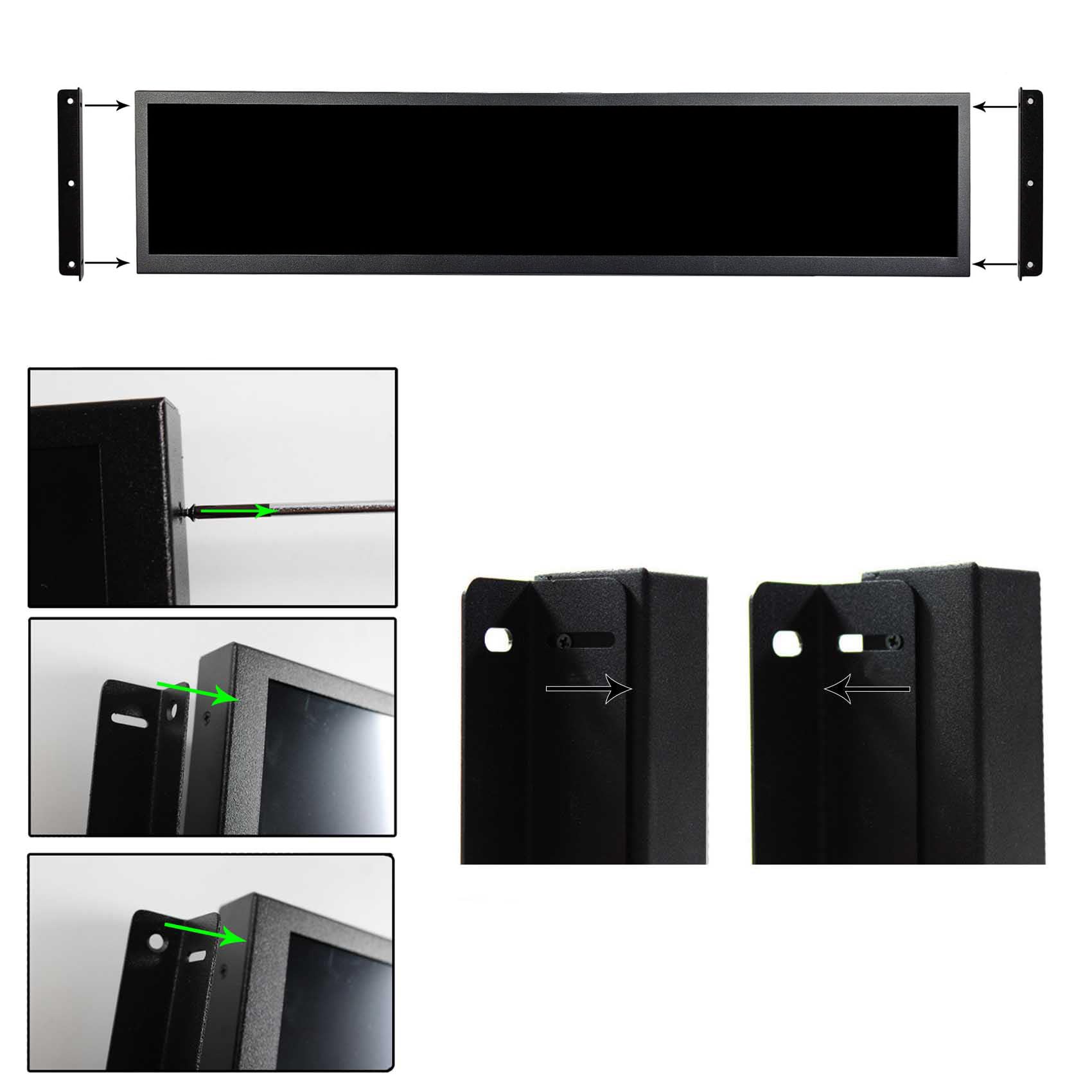 VSDISPLAY 24 Inch 1920x360 IPS Stretched Wide Bar Display for Gaming Marquee Monitor Cabinet,Supermarket Shelf Advertising Monitor with USB Video Interface