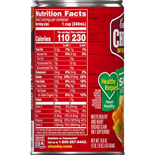 Campbell's Chunky Healthy Request Savory Vegetables Soup, 18.8 oz. Can (Pack of 12)