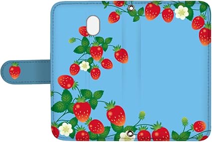 Amazon Co Jp スマq かんたんスマホ 705kc 国内生産 カード スマホケース 手帳型 Kyocera 京セラ かんたんスマホ D ブルー 苺 花 イラスト Ami Vd 0236 家電 カメラ