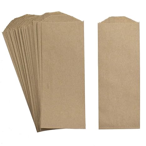 Bolsas de papel kraft natural para cubiertos y utensilios – Paquete de