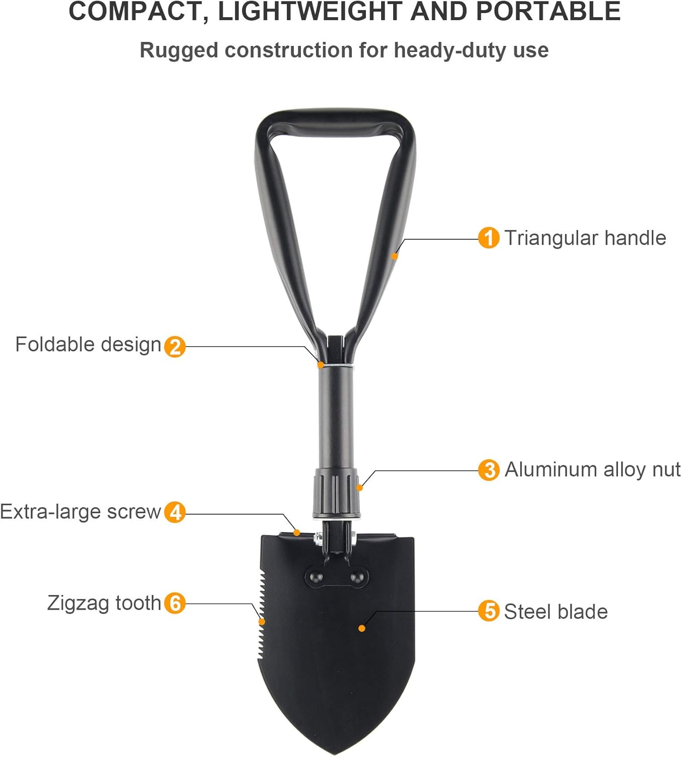 CO-Z Mini Folding Shovel High Carbon Steel Portable Lightweight Outdoor Survival Shovel, Nylon Carry Case, Camping, Hiking, Digging, Backpacking, Car Emergency : Clothing