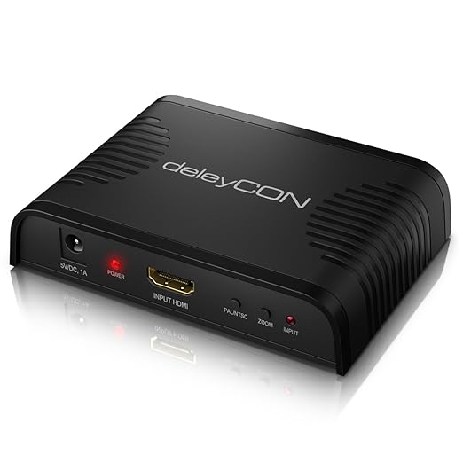 deleyCON HDMI zu SCART Konverter 1080p Full HD HDMI SCART Wandler HDMI Eingang zu SCART Ausgang Composite Video PAL/NTSC 16:9