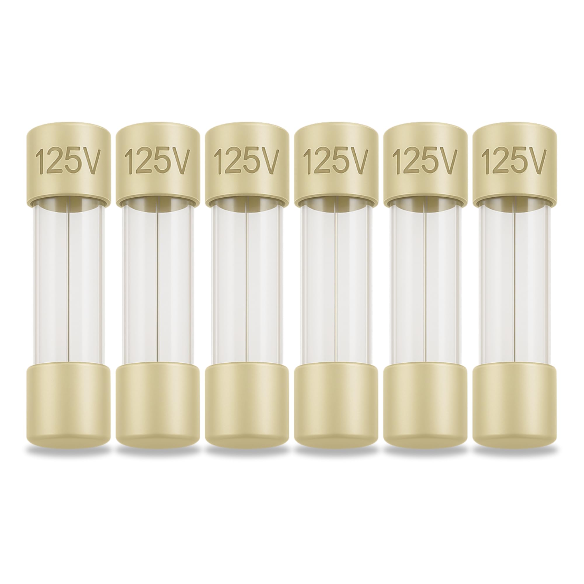 Photo 1 of (6 Pack) 5 Amp Fuse / 125V 5A Max, Fast Blow, 0.2 x 0.78 Inch / 5 x 20 mm, Little Glass Fuses for Outdoor String Lights, Christmas Lights, Box Fans, and More TC-67