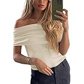 Imily Bela Women's Off The Shoulder Sweaters Casual Knit Sleeveless Summer Y2K Going Out Tops Blouses