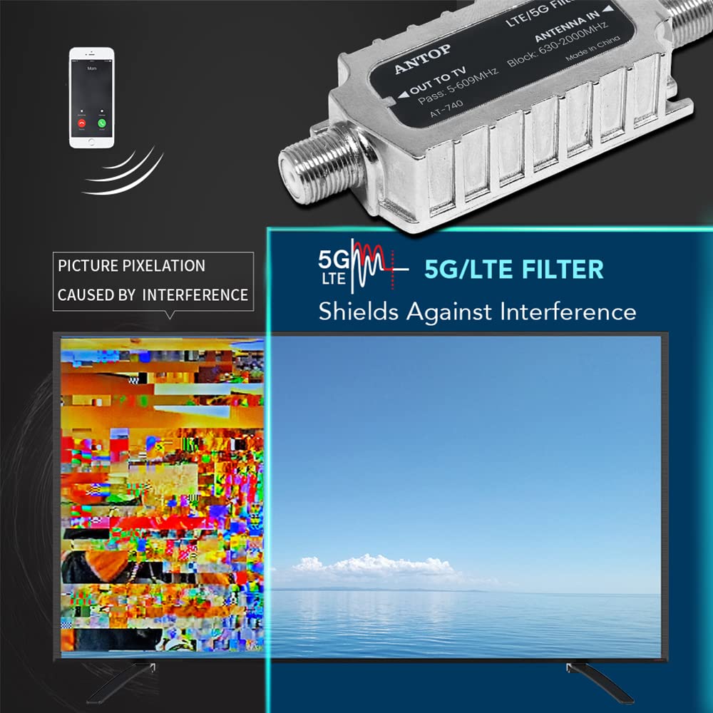 ANTOP LTE Filter for TV Antenna,5G LTE Filter to Reduce Interference for Purifier Signal,AT-740