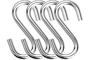 Gegraterwa S Hooks for Hanging Heavy Duty S Hooks 304 Stainless Steel 3.3-Inch Hammock Hook (4)