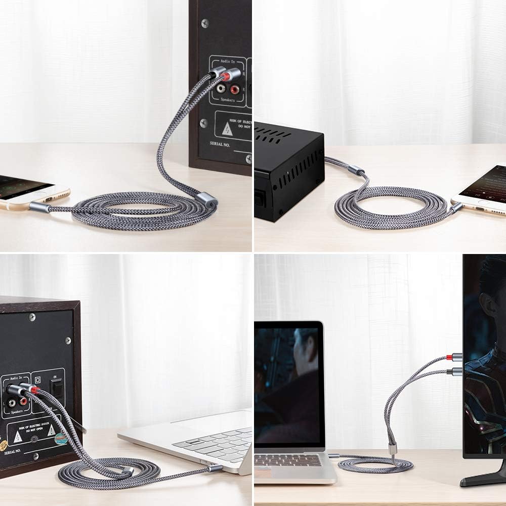 2 Pack RCA Cable, Oldboytech 3.5mm Male to 2RCA Adapter Audio Cable [6 Feet, Hi-Fi Sound] Nylon-Braided AUX Y Cord for Stereo Receiver Speaker Smartphone Tablet HDTV MP3 Player Echo Dot & More: Industrial & Scientific