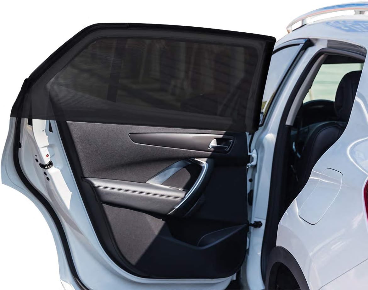 RIGOGLIOSO 2 Pack Car Window Shades for Baby & Pets, Rear Side Car Sun Shades, Block Harmful UV, Anti-Mosquito, Universal Fit!