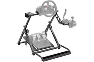 Hottoby G920 Foldable Racing Steering Wheel Stand ,with Fixed Chair Fixing Slot and Cup Holder Adjustable Fits for Logitech/T