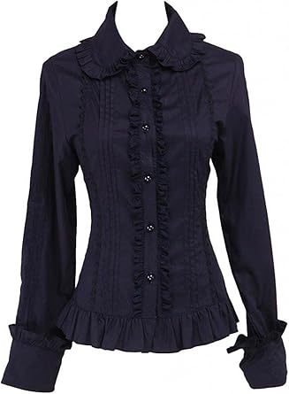 black ruffle blouse long sleeve