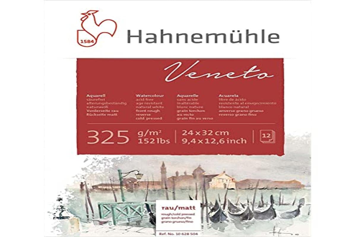 Hahnemuhle : Veneto Block 325 g/m² (150lb) 24 x 32 cm: 12 Sheets: Rough one Side MATT The Other