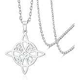 VASSAGO Witches Knot Necklace Stainless Steel Celtic Knot Pendant with Triquetra Trinity Nudo De Bruja Pagan Witch Jewelry Good Luck Gift