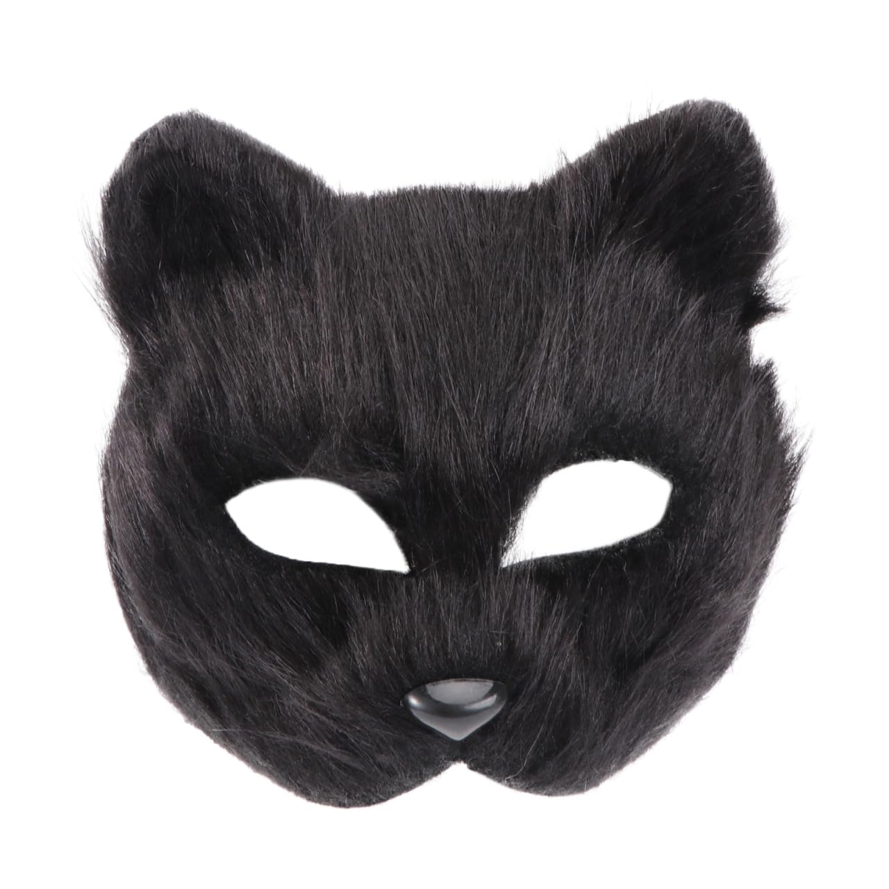 TOYANDONA Halloween Plush Mask, Fox Mask Furry Animal Halloween Masquerade Realistic Accessories for Party Carnival (Black)