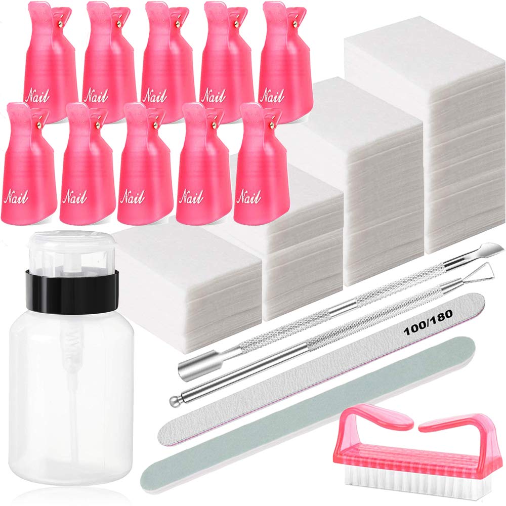 HiMo 10PC Plastic Acrylic Nail Art Soak Off Cap Clip UV Gel Polish Remover Wrap Tool (Pink) : Beauty