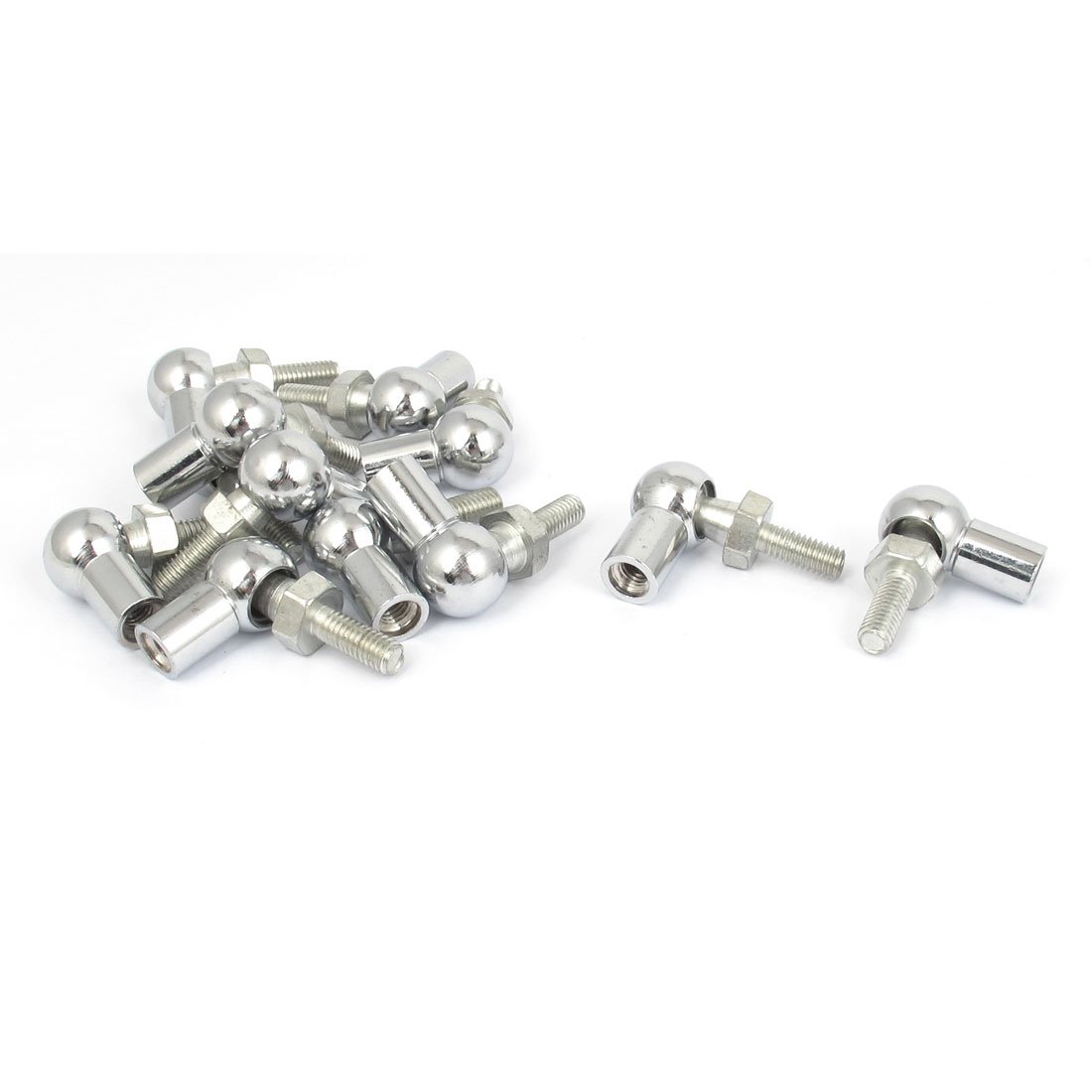 sourcingmap Rod End Ball Bearing with Stud, Right-Hand Female Thread M6x1.0mm and Right-Hand Male Thread M6x1.0mm, L-Shape Ball Socket Endfitting 12pcs