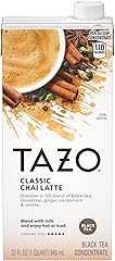 TAZO Classic Chai Latte Concentrate 32 oz Carton - Premium Caffeinated Black Tea with Cinnamon, Ginger, Cardamom and Vanilla 