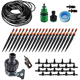KORAM 360 degree Micro Sprayer and Dripper on Stake Irrigation Gardener's Greenhouse Plant lawn Watering Drip Kit Accessories with 50ft 1/4" Blank Distribution Tubing Hose IR-I