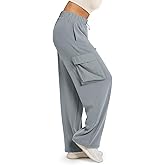 ODODOS Women's Modal Soft Wide Leg Cargo Pants with Pockets Adjustable Shockcord High Waist Loose Jogger Pants