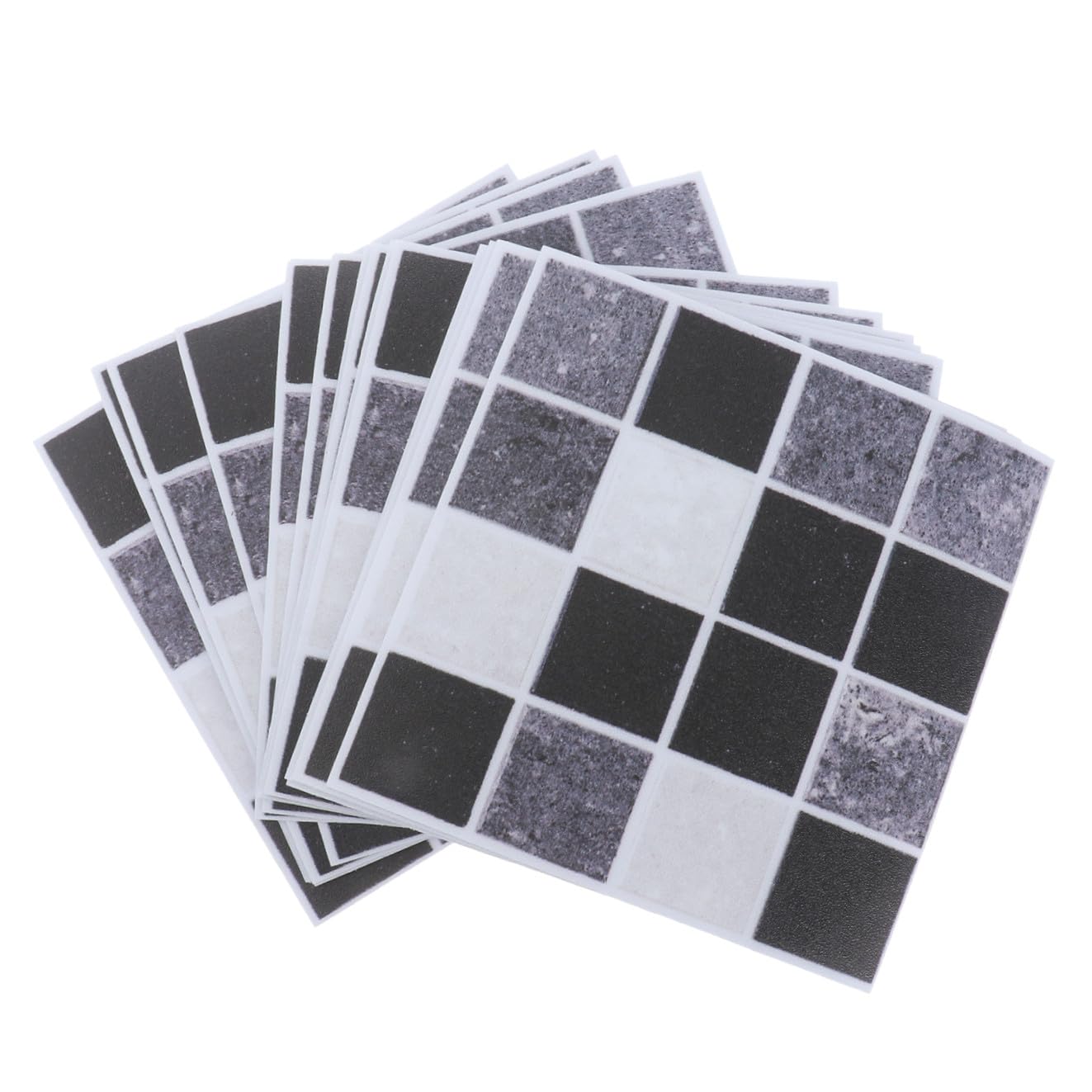 Clispeed 18pcs Mosaic Tile Sticker 3D Wall Decals Backsplash Self Adhesive Splice Design Pasters for Kitchen Bathrooom Black and White