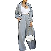 Angsuttc Sweatsuits Women 2 Piece Outfit Striped Tracksuit Long Sleeve Cropped Jacket and Wide Leg Pants Set