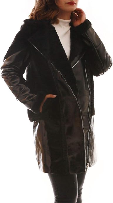 manteau long simili cuir femme