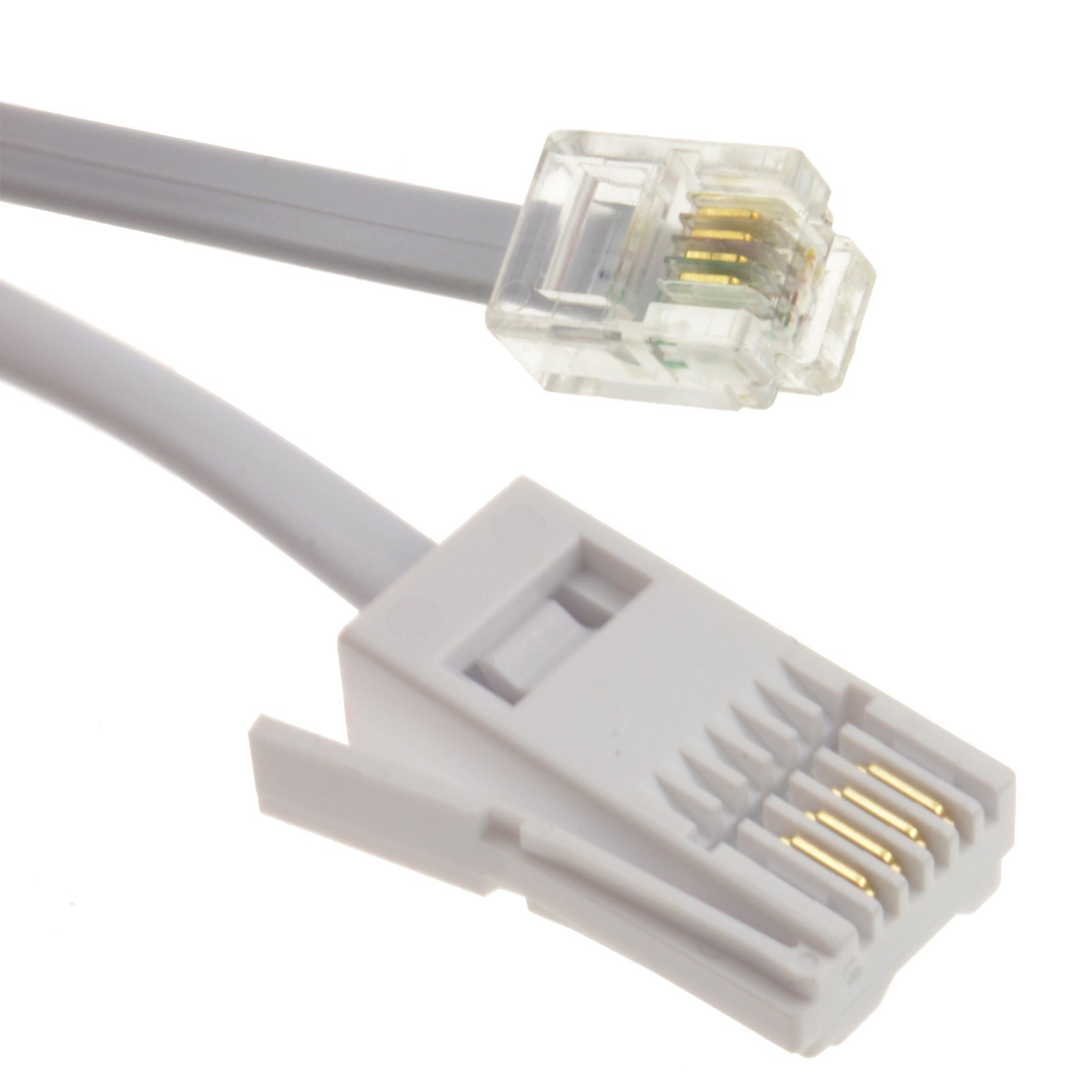 RGB Networks Ltd BT Modem Extension Cable (20m-65.6 Feet) - Male to RJ11 Male - Rollover Spec - UK BT Type Connector - RoHS Compliant - Home Office Work