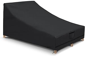 COSHNIBI Double Chaise Lounge Cover,600D Outdoor Waterproof Patio Double Wide Chaise Lounge Chair Cover, for 82 L x 59 W x 32 H Double Recliner, Black
