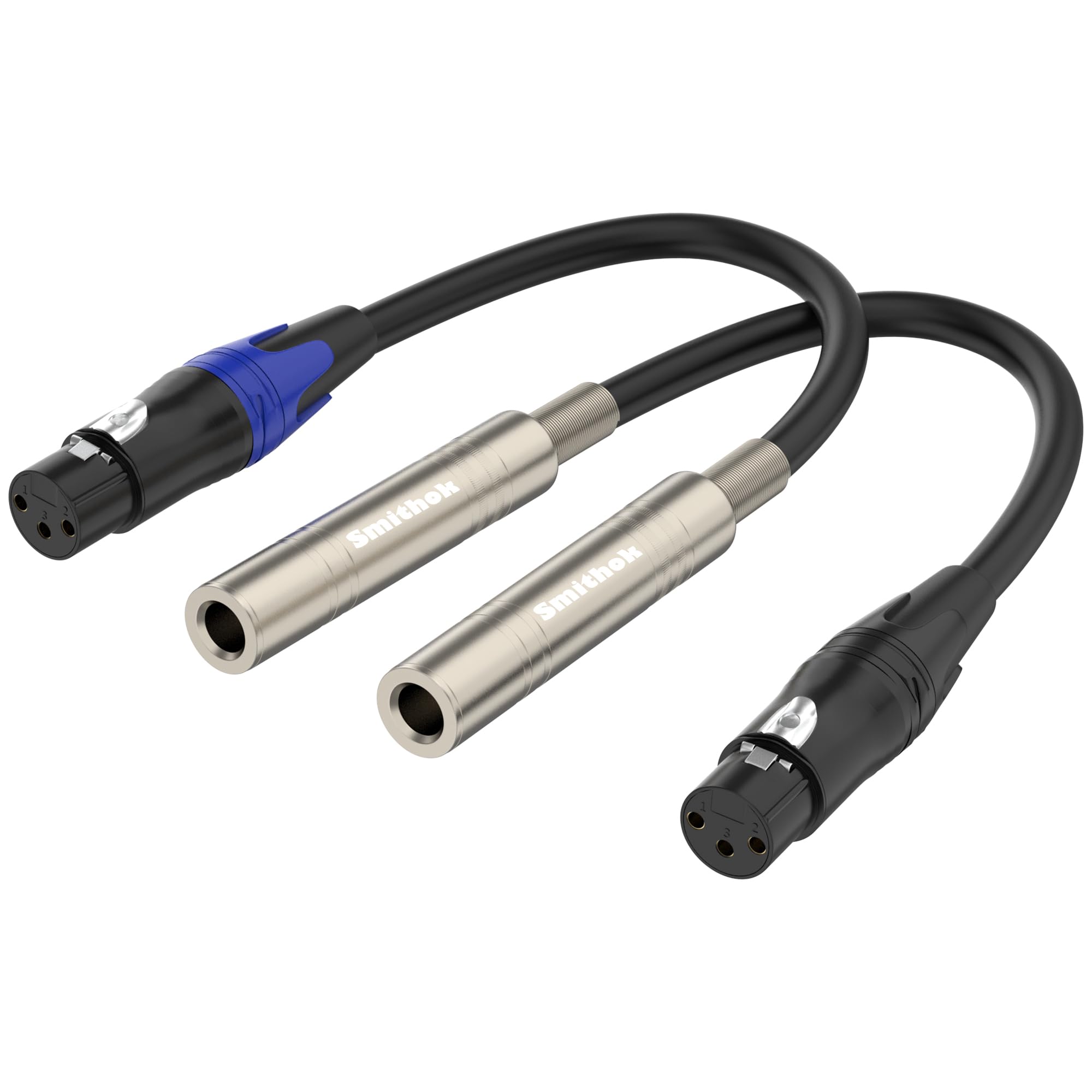Photo 1 of Smithok 2 Pack XLR to 1/4" Cable,Balanced 3 Pin XLR Female to 1/4 Quarter inch TRS 6.35mm Female Stereo Audio Adapter - 1 Feet (30 cm) Black